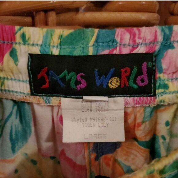 Vtg. Jams World Tiger Lily Aloha Shirt Short Set L - Picture 12 of 12